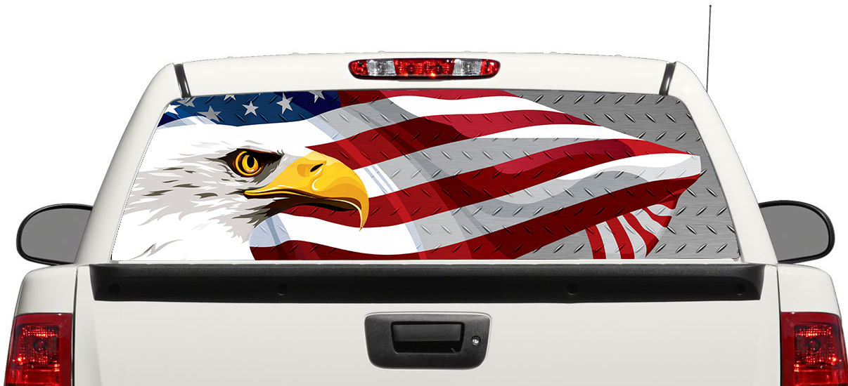 American Eagle USA Vlag Stalen Achterruit Decal Sticker Pick-up Truck SUV Auto 3
