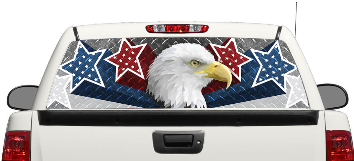 Bald Eagle & USA Stars Achterruit Vinylsticker voor Pick-up Trucks SUV's
