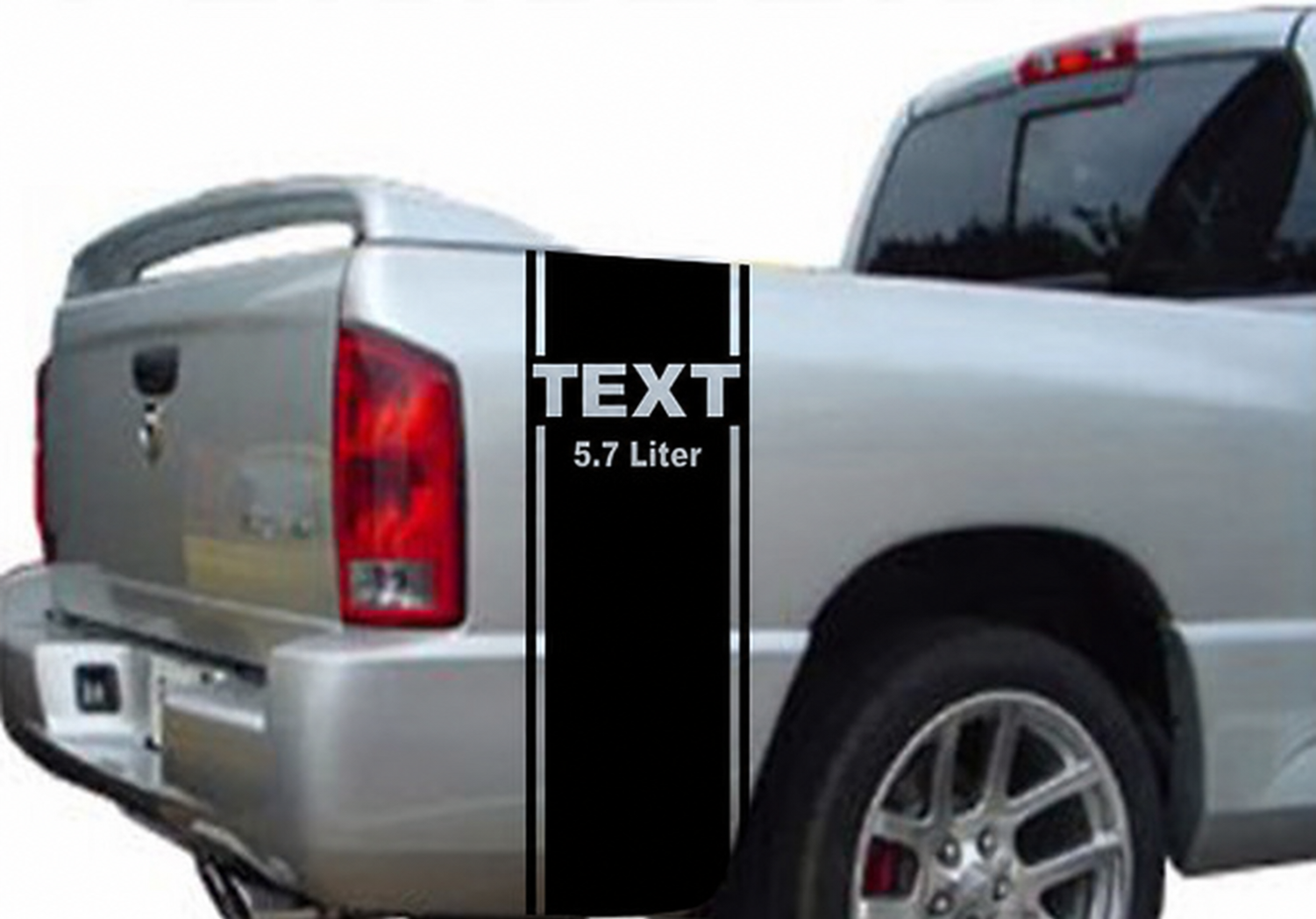 2x Aangepaste Tekst 5.7 Liter Streep Vinyl Decal Stickers voor Dodge Ram Truck