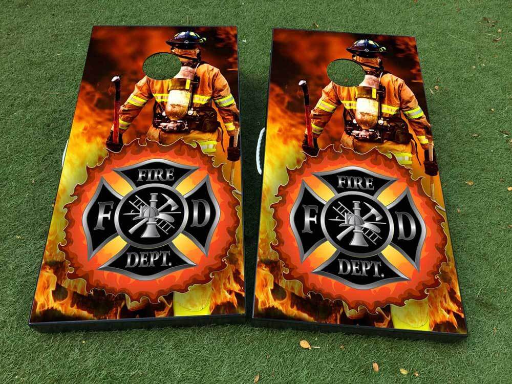 Brandweer Brandweerman Cornhole Bord Vinyl Wrap Decal Set