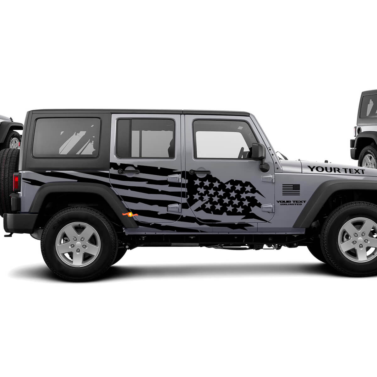 Versleten Amerikaanse Vlag Zij Vinyl Sticker Decal voor Jeep Wrangler Unlimited JK