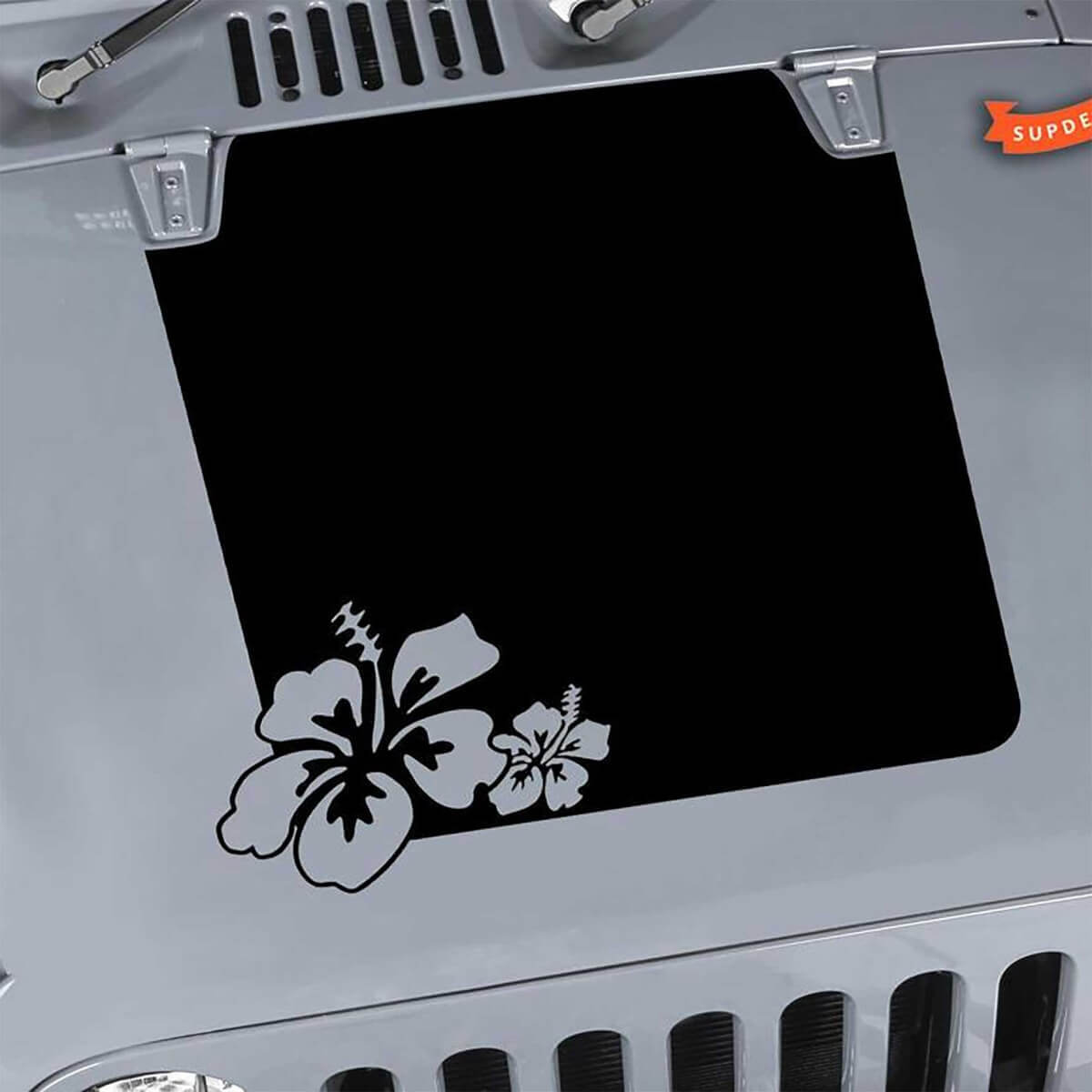 Hibiscus Hood Blackout Vinyl Sticker Decal voor Jeep Wrangler Unlimited JK