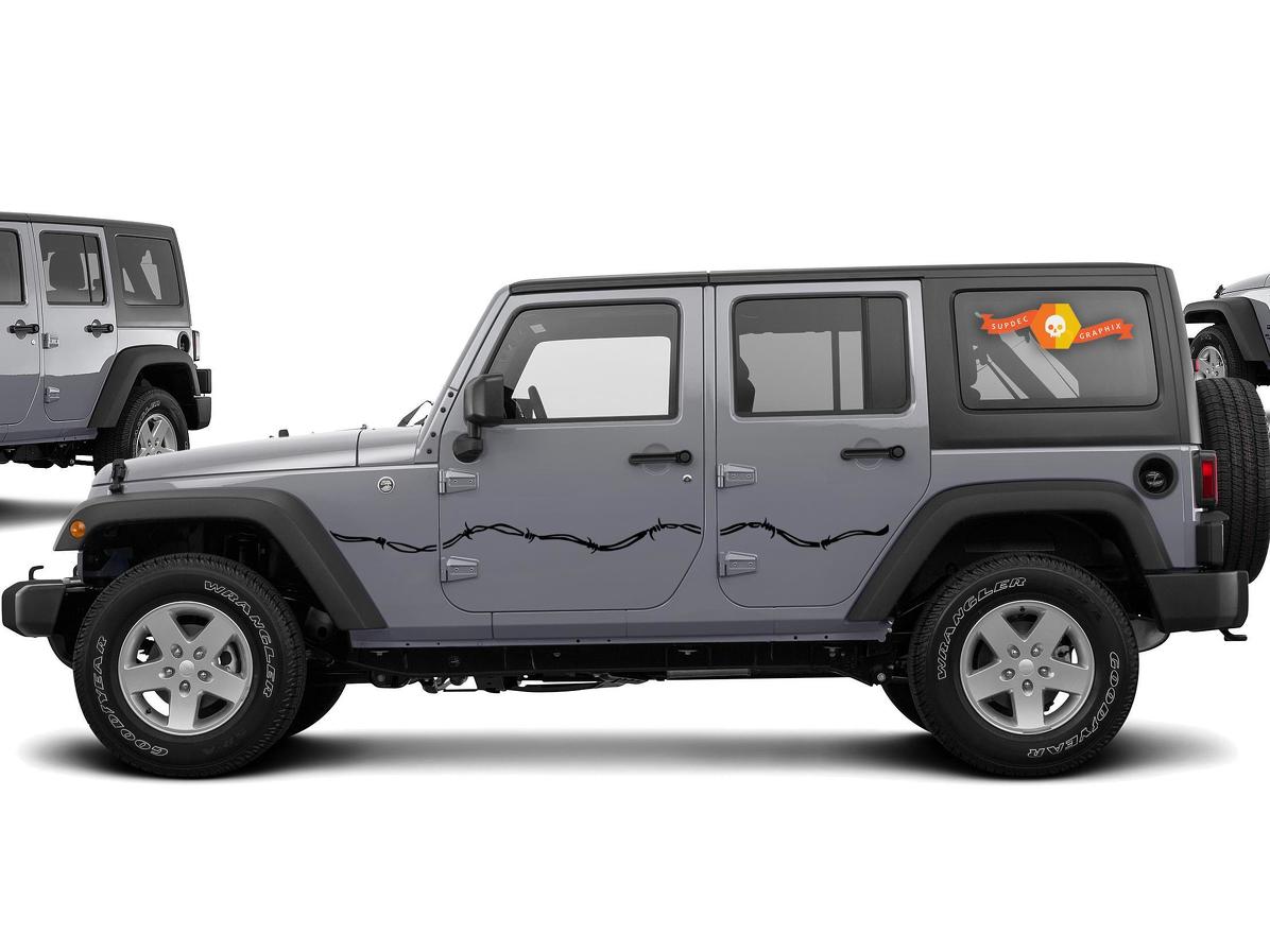 Prikkeldraad zijstickers voor 07-17 Jeep Wrangler Unlimited JK 4-deurs
