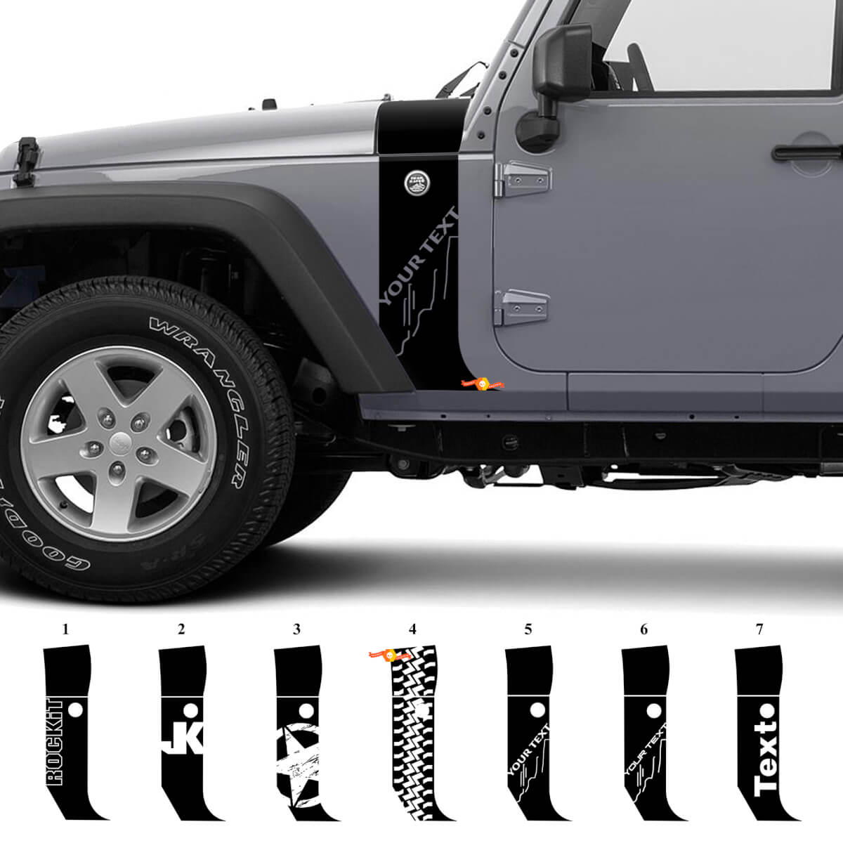 Aangepaste streep motorkap- en spatbord vinylsticker voor Jeep Wrangler JK