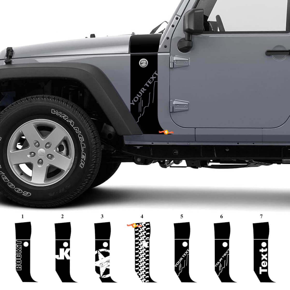 Aangepaste streep motorkap- en spatbord vinylsticker voor Jeep Wrangler JK