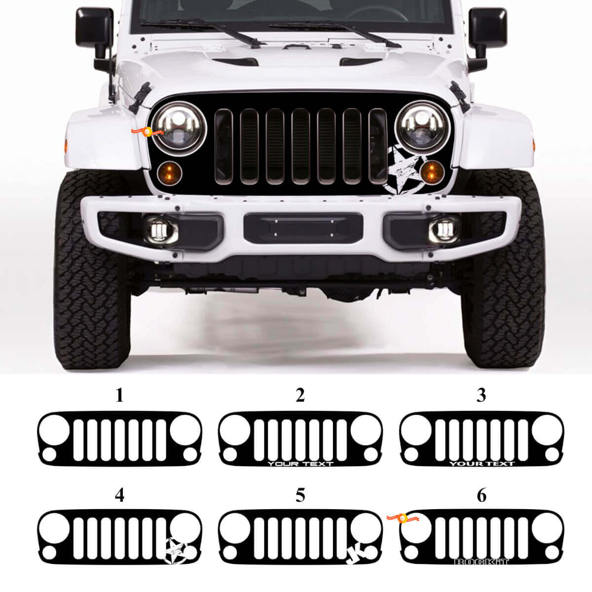 Custom grille blackout vinylsticker voor Jeep Wrangler JK Rubicon