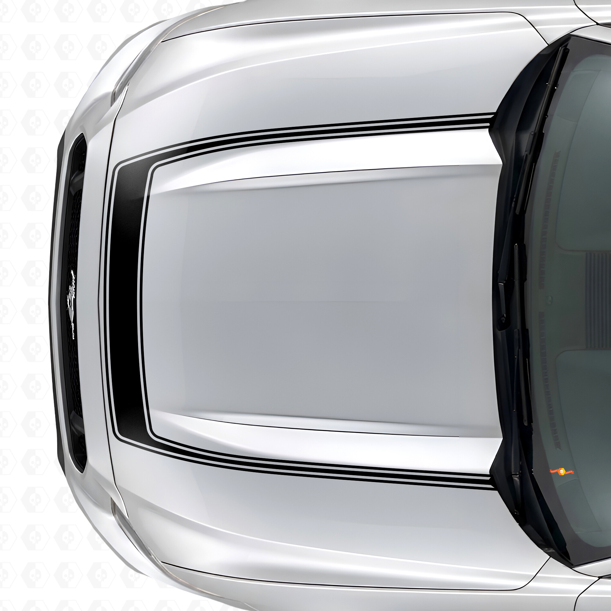 Accent Contourstreep Motorkap Vinyl Sticker voor Musclecar Musclecarmodel 2015-2020
