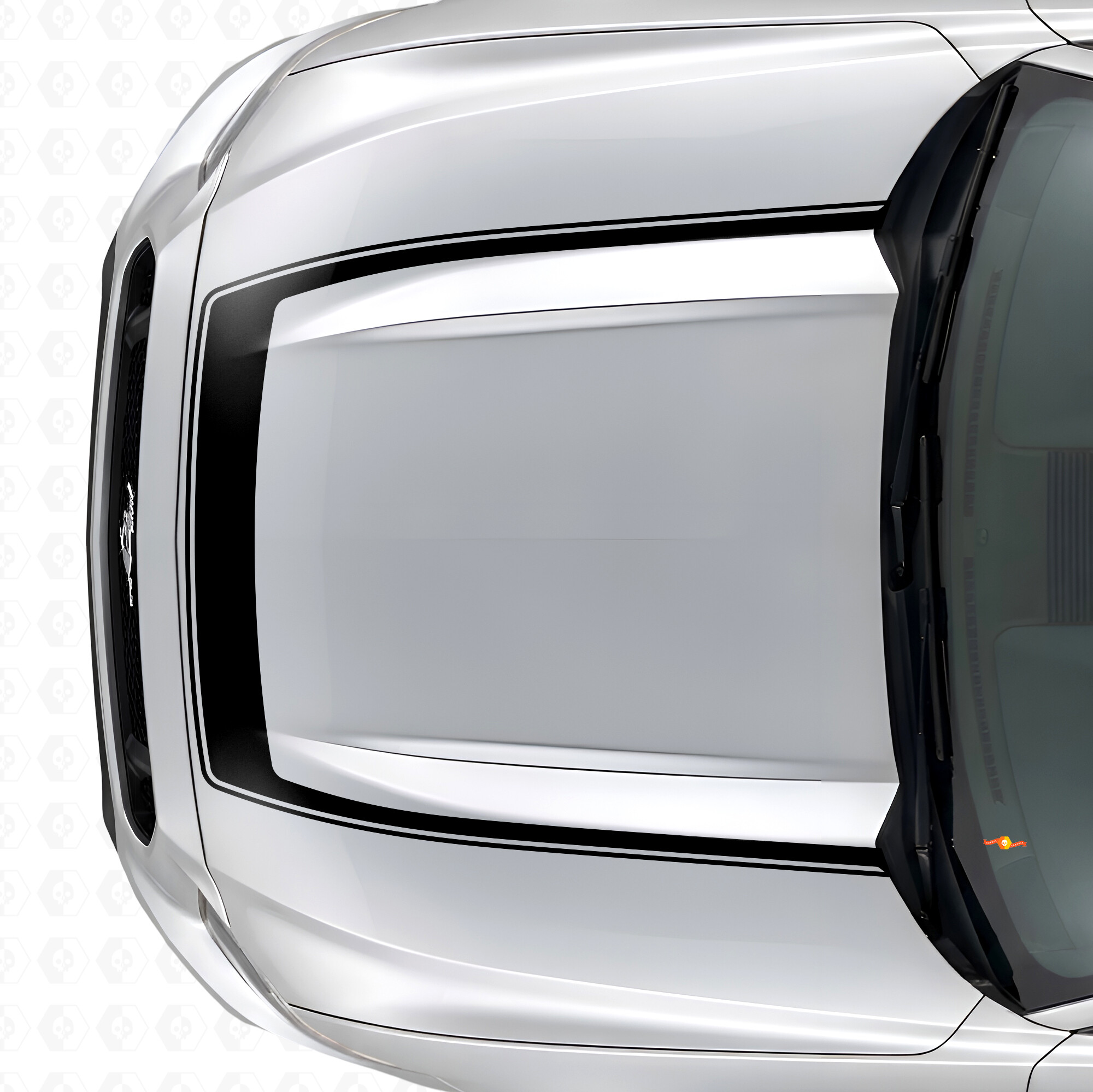 Streep met Buitencontour Motorkap Vinyl Decal voor Musclecar Musclecarmodel 2015-2020