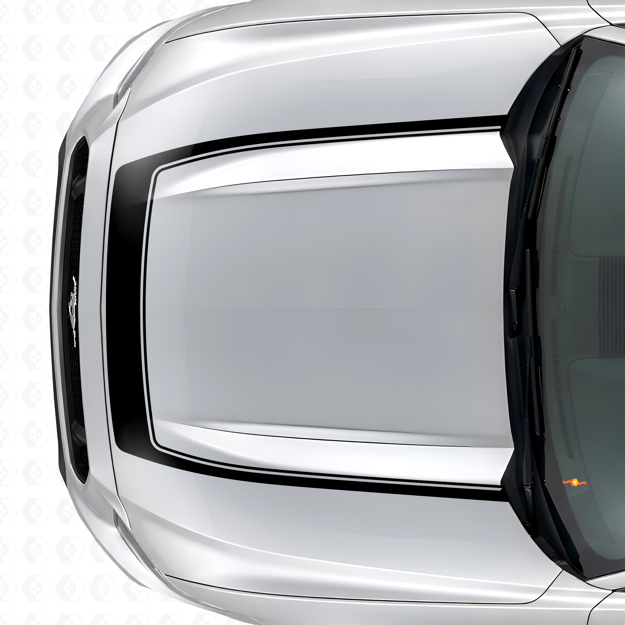 Streep met Binnencontour Motorkap Vinyl Decal voor Musclecar Musclecarmodel 2015-2020