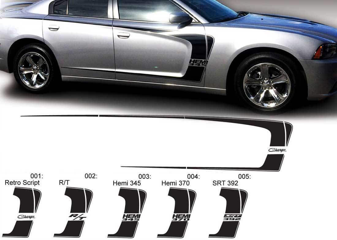 Dodge Charger C Stripe Hemi RT 345 370 392 Decal Sticker Complete Graphics Kit past op modellen 2011-2014