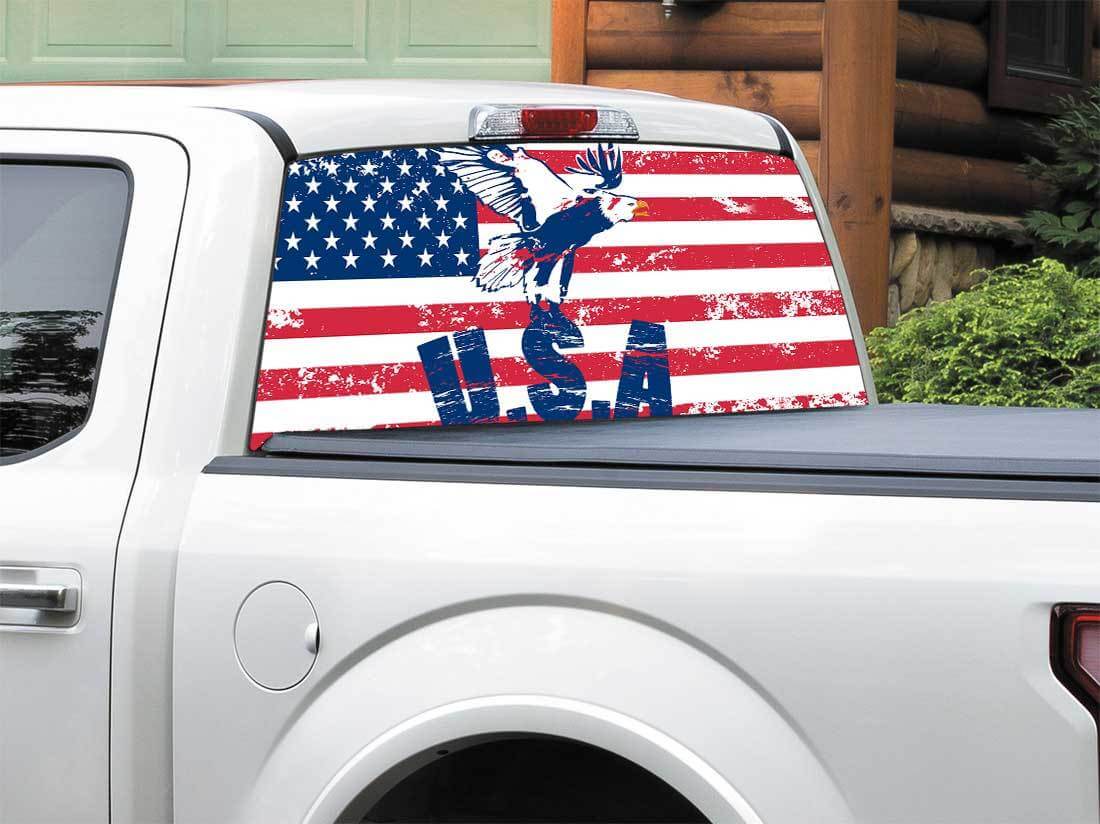 USA-vlag Kale Adelaar Achterruit Vinyl Sticker voor Pick-up Truck SUV