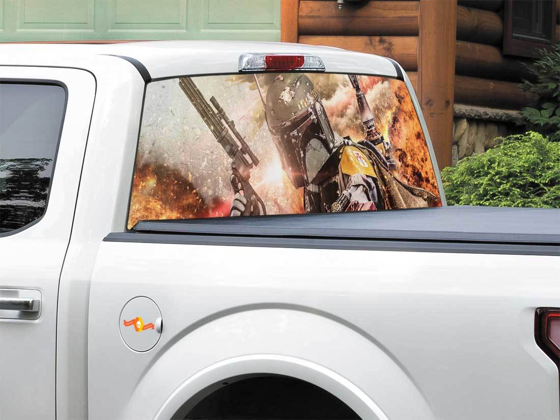 Boba Fett Bounty Hunter Explosion Gun Star Wars achterruit sticker sticker pick-up truck SUV auto elke maat
