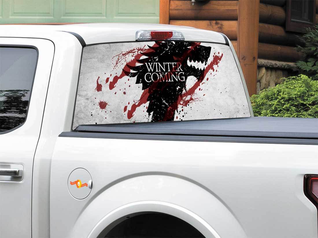 De winter komt eraan House Stark TV Show Game Of Thrones Achterruit Decal Sticker Pick-up Truck SUV Auto elke maat