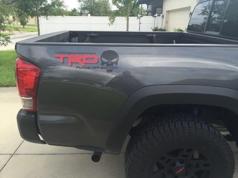 TRD Punisher Edition Bed Side Vinyl Stickers Kit voor Toyota Truck