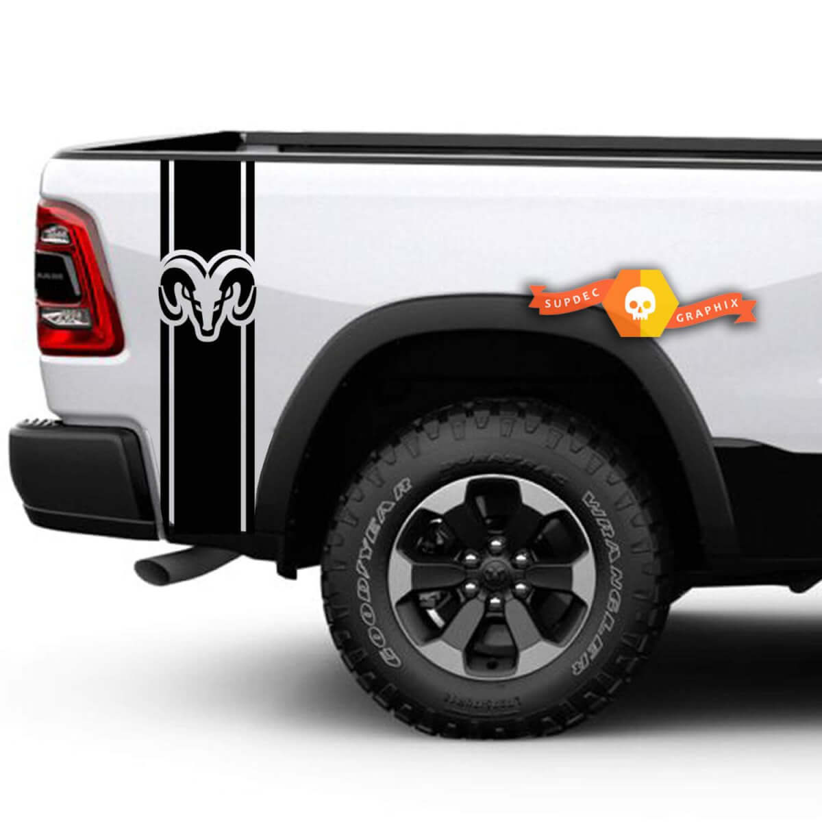 Dodge Ram RAM HEAD Achterbed Truck Stripes Vinyl Grafische stickers stickers