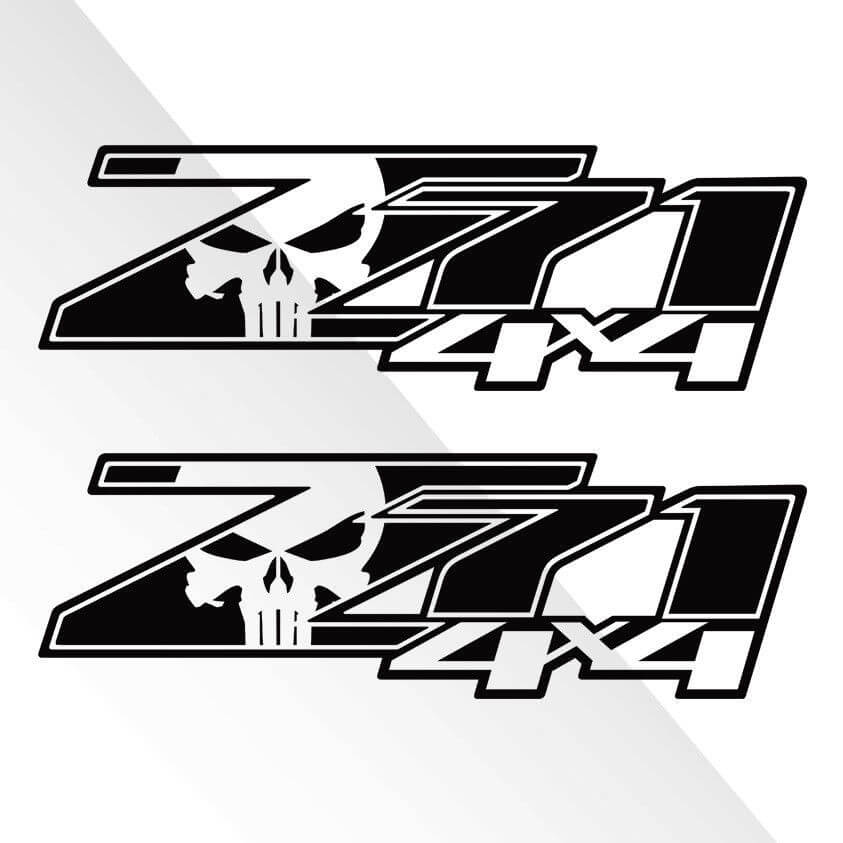2 Chevy Silverado Z71 4x4 GMC GM Sierra stickers stickers 1500 2500 Punisher schedel