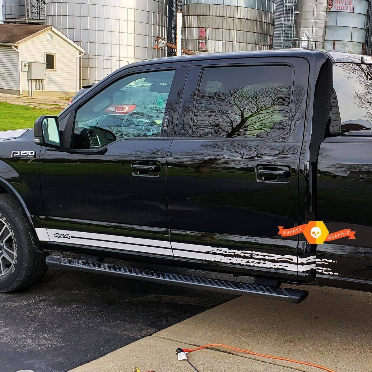 Versleten zijstreep vinyl decalgraphics voor Ford F-150 2015-2020