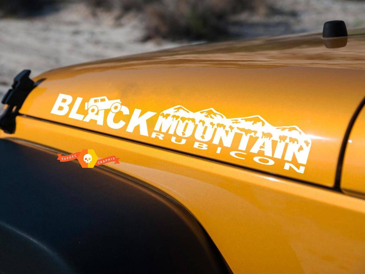 Jeep Black Mountain Rubicon motorkapzijde Grafische stickers stickers passen op alle modellen