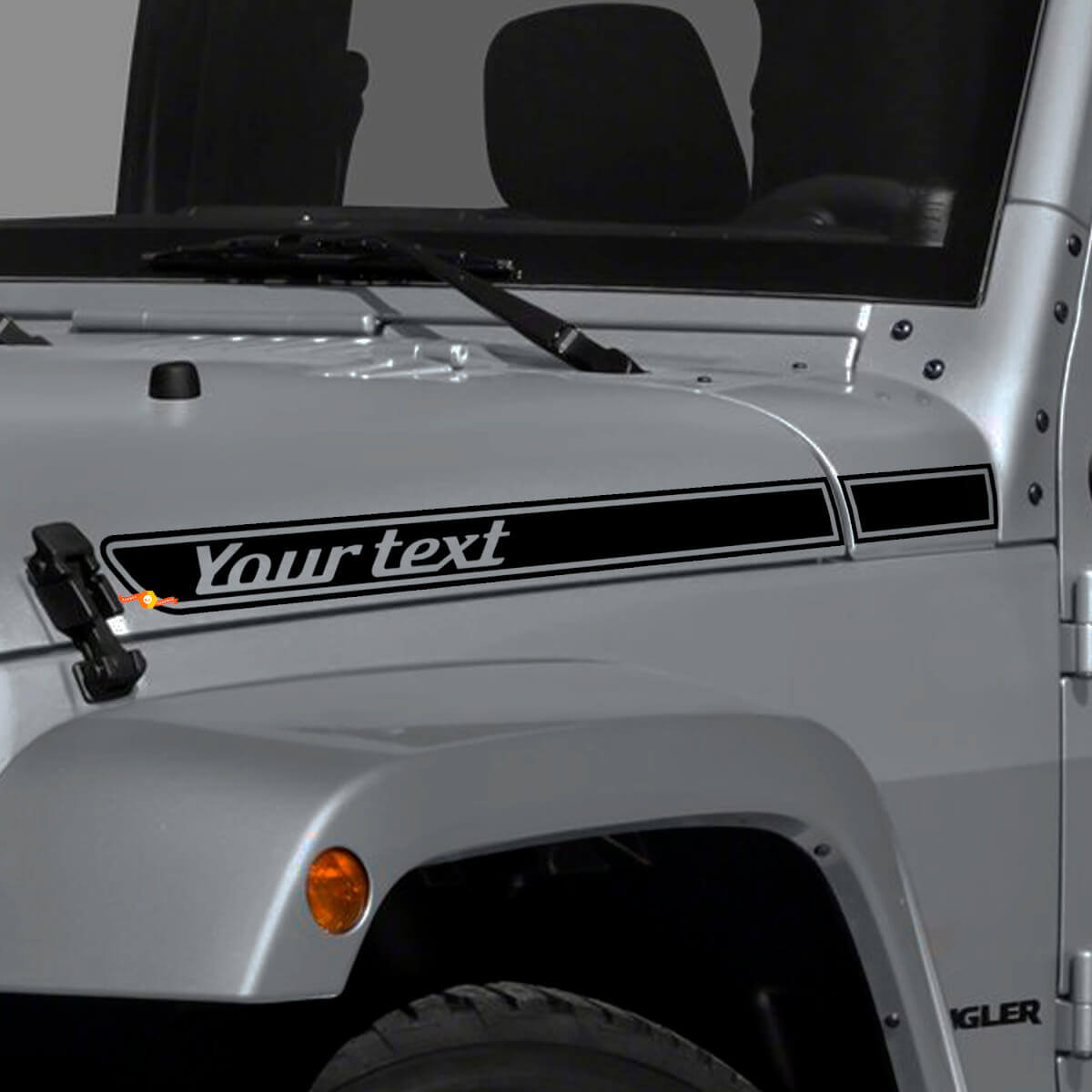 Aangepaste Tekst Omrande Strepen Motorkap Vinyl Decal Sticker voor Jeep Wrangler