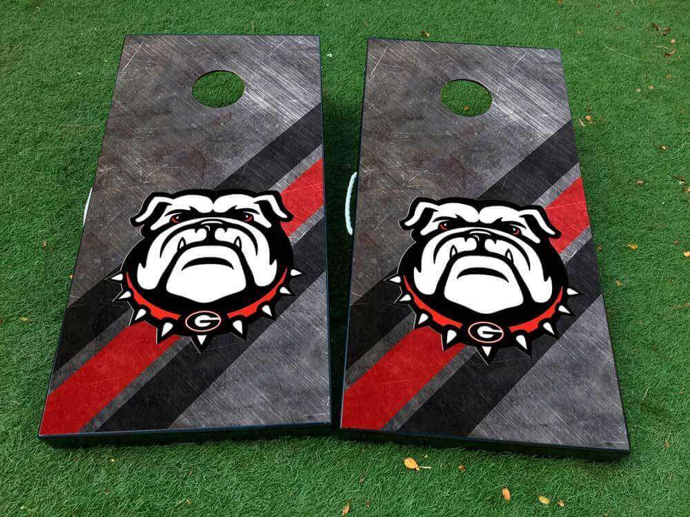 Bulldog Football Cornhole Board Vinyl Sticker Set