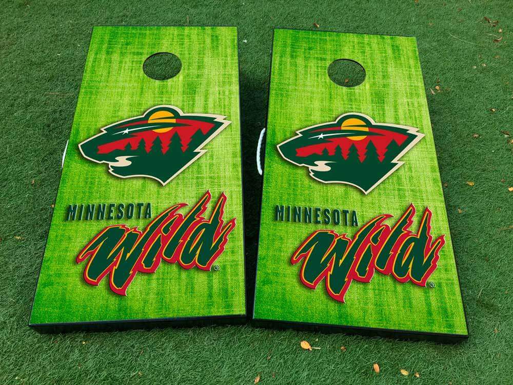 Minnesota Wild Hockey Cornhole Bord Vinyl Wrap Decal Set