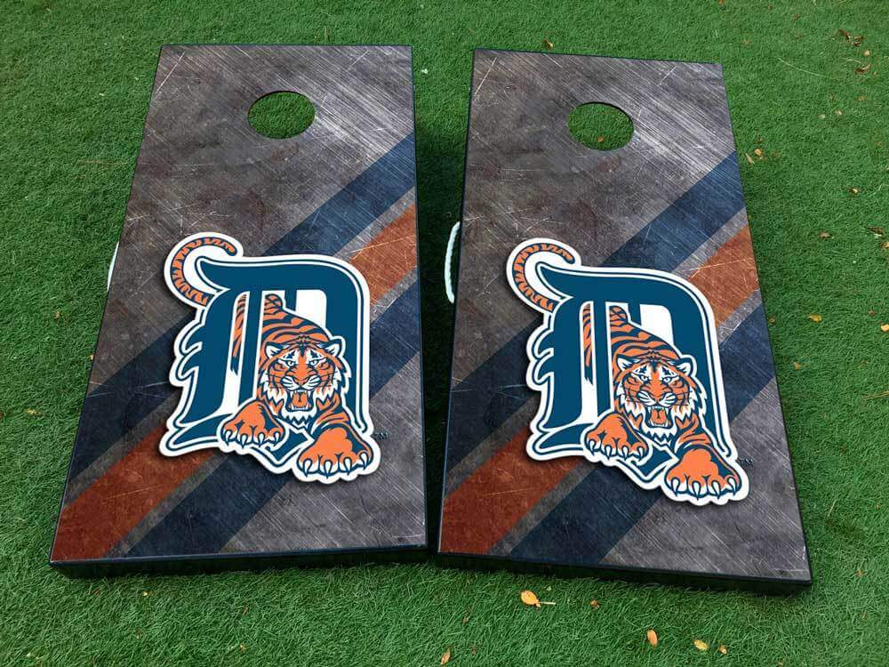 Detroit Tigers Honkbal Geïnspireerde Cornhole Board Vinyl Wrap Decal Set