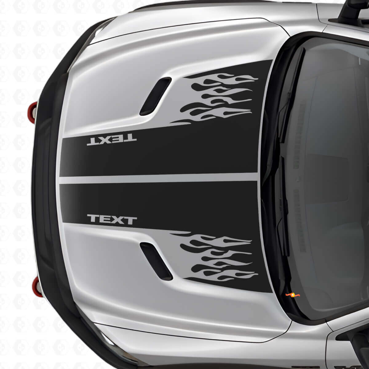 Custom Flames Stijl Motorkap Dubbele Strepen Vinyl Sticker voor Dodge Ram