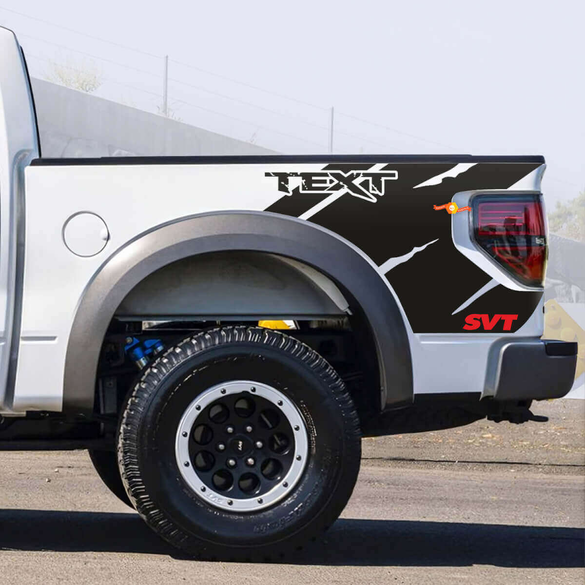 Aangepaste tekst gescheurde stijl bed zij vinyl decal kit voor Musclecar truck SVT 2010-14