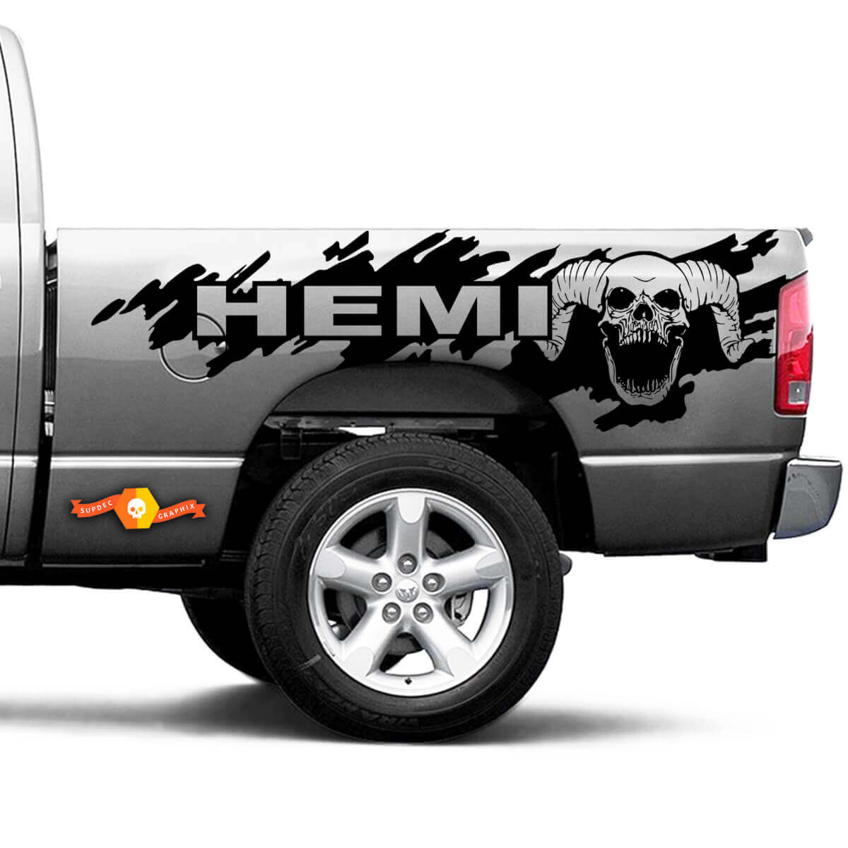 Skull Splash Grunge Logo Vinyl Sticker Decal Graphic 2 voor Dodge Ram