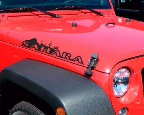 Sahara Hood Vinyl Decal Paar voor Jeep Wrangler Sahara Rubicon