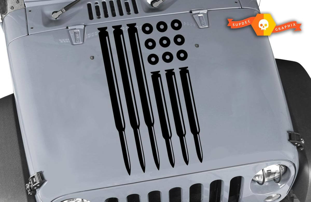 Bullet Style USA Vlag Motorkap Vinyl Sticker voor Jeep Wrangler