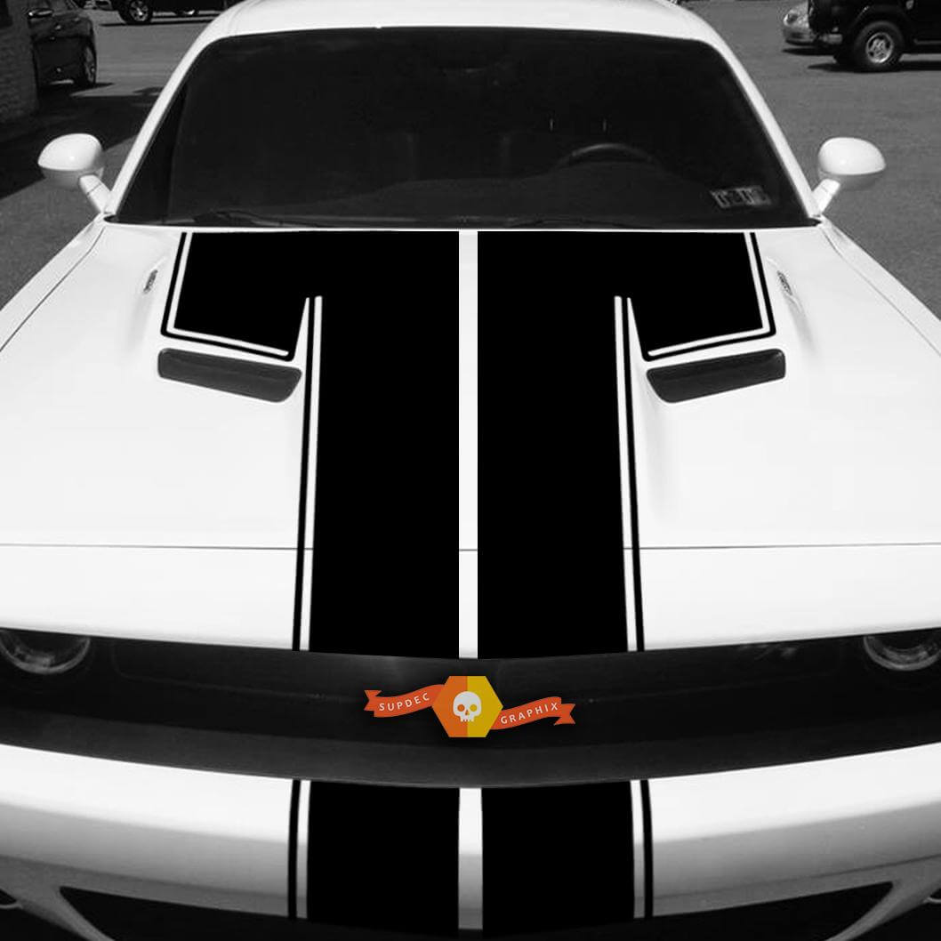 2015 2016 2017 Dodge Challenger Rally Racing Strobe Hood Sticker Decal Streep Blackout #1
