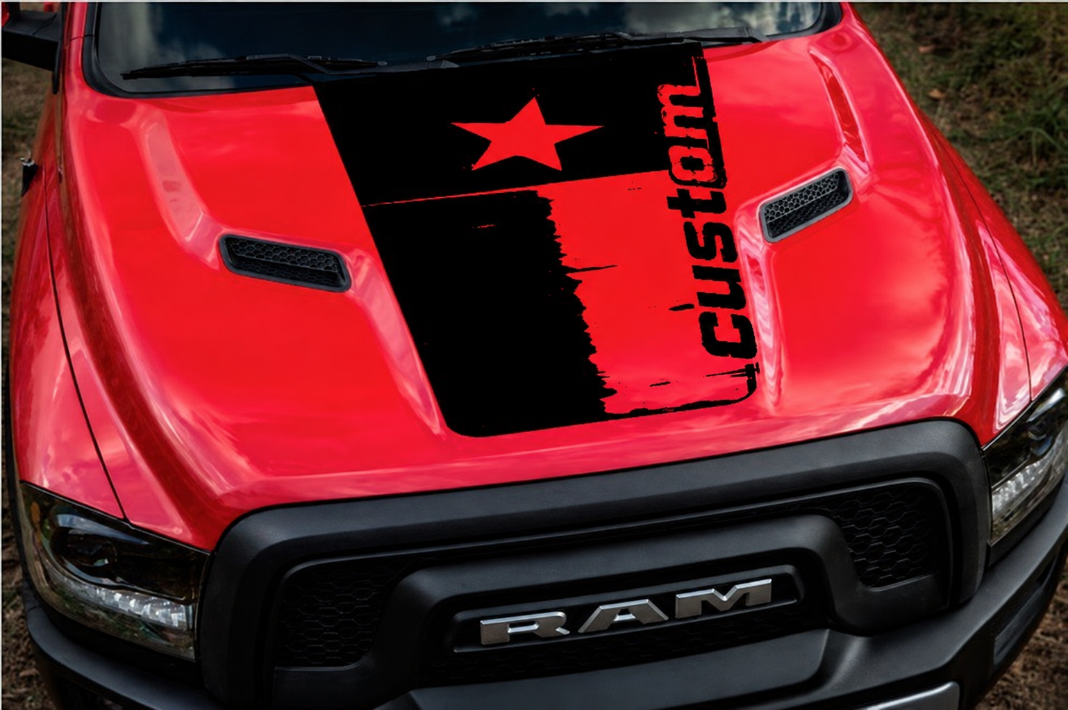 custom Versleten Ster Vlag Motorkap Vinyl Decal Sticker voor RAM 1500 2015-2017