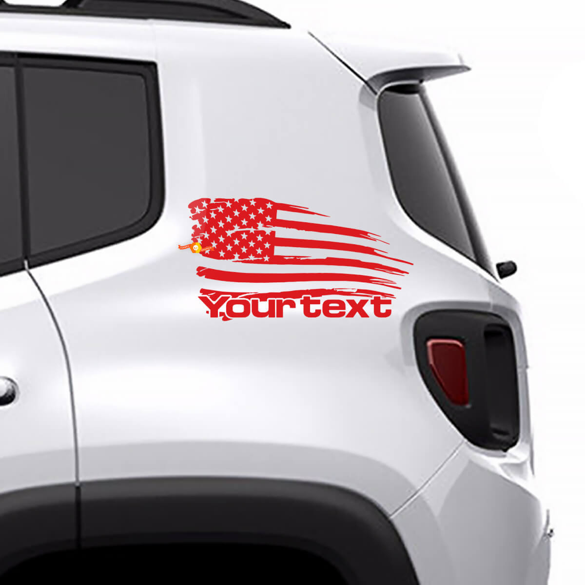 Versleten Amerikaanse vlag achterzijde vinylsticker voor Jeep Renegade
