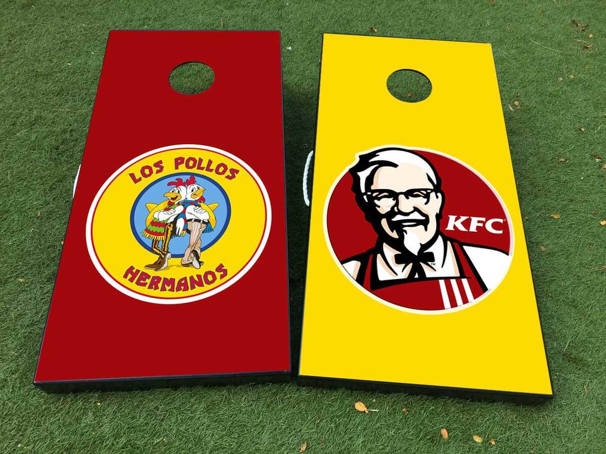 Los Pollos Hermanos en Colonel Stijl Cornhole Board Decal Wrap Set