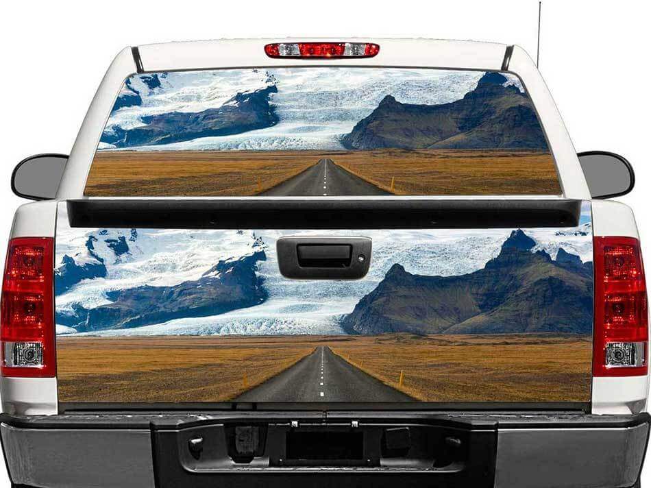 Road To The Mountains achterruit- of kofferdeurstickervinyl voor pick-uptrucks en SUV's