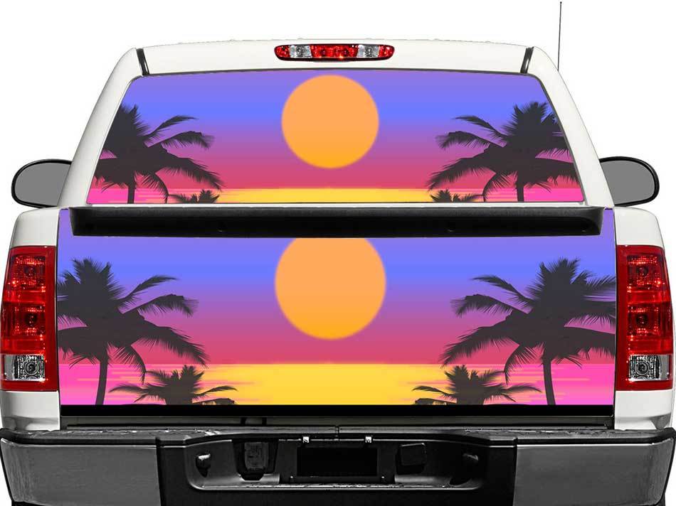 Sunset Art achterruit- of achterklep vinylsticker voor pick-up trucks SUVs