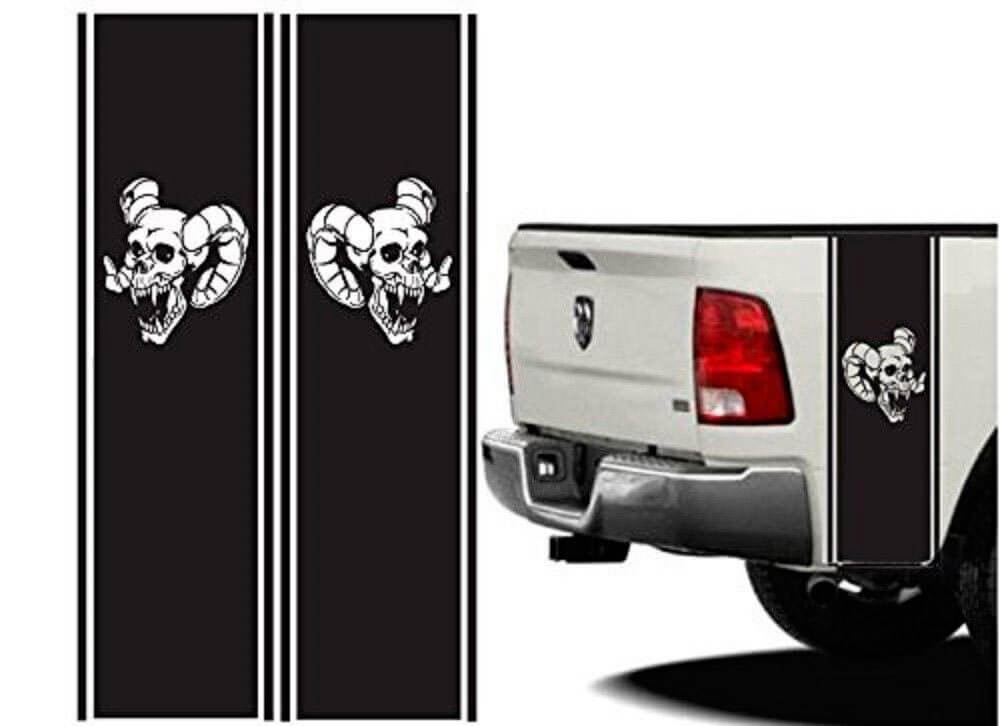 Truckbed of Auto Skull Stripe Vinyl Decal Sticker Wrap 2 voor Dodge Ram Turbo