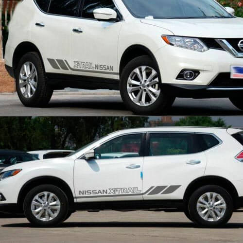 Gesigneerde zijstrepen vinylstickers kit voor Nissan X-Trail