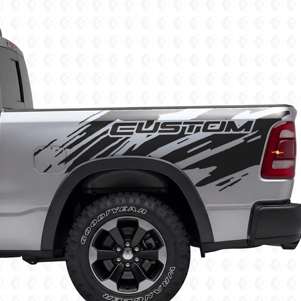 Aangepaste Lettertype Splash Stijl Achter Zij Vinyl Sticker voor Dodge Ram
