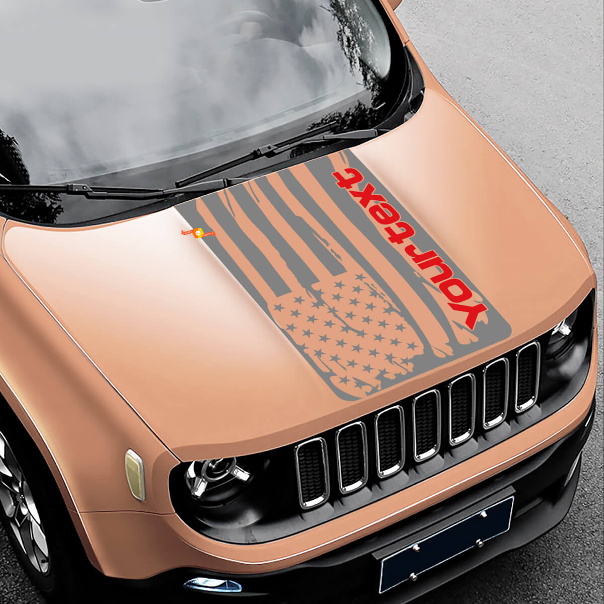 Versleten Amerikaanse vlag motorkap vinyl sticker decal voor Jeep Renegade