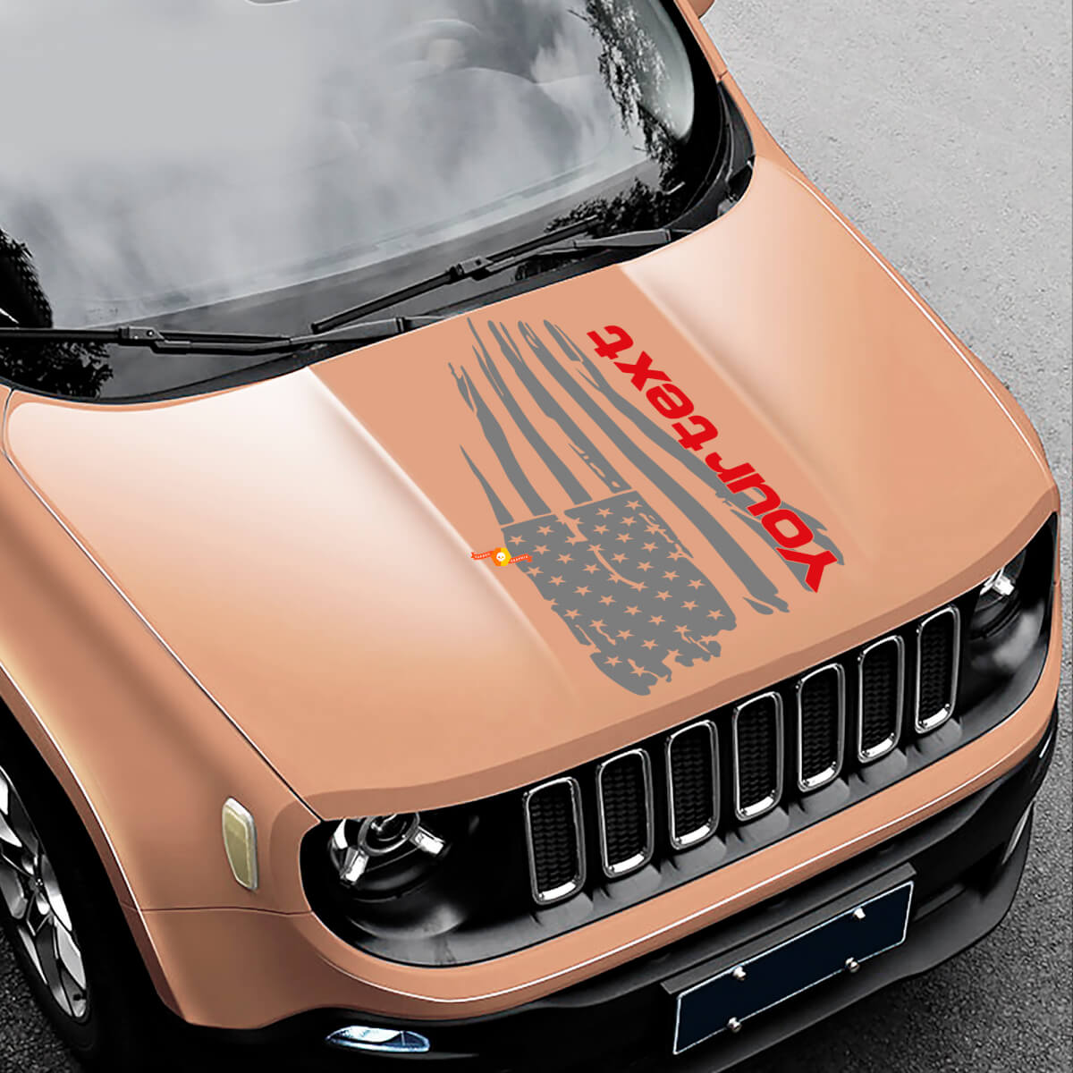 Versleten Amerikaanse vlag motorkap vinyl sticker decal 2 voor Jeep Renegade