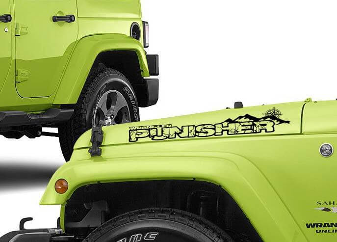 Aangepaste Tekst Mountain Style Motorkap Vinyl Stickers Set voor Jeep Wrangler