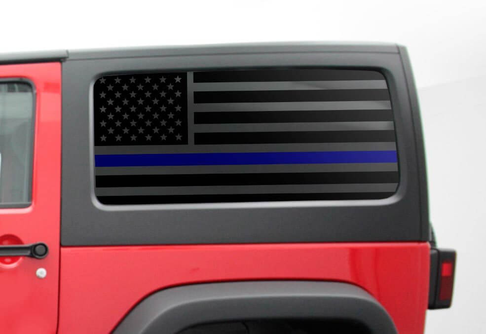 USA Vlag Blauwe Lijn Zijraam Vinyl Sticker Set voor Jeep Wrangler JK