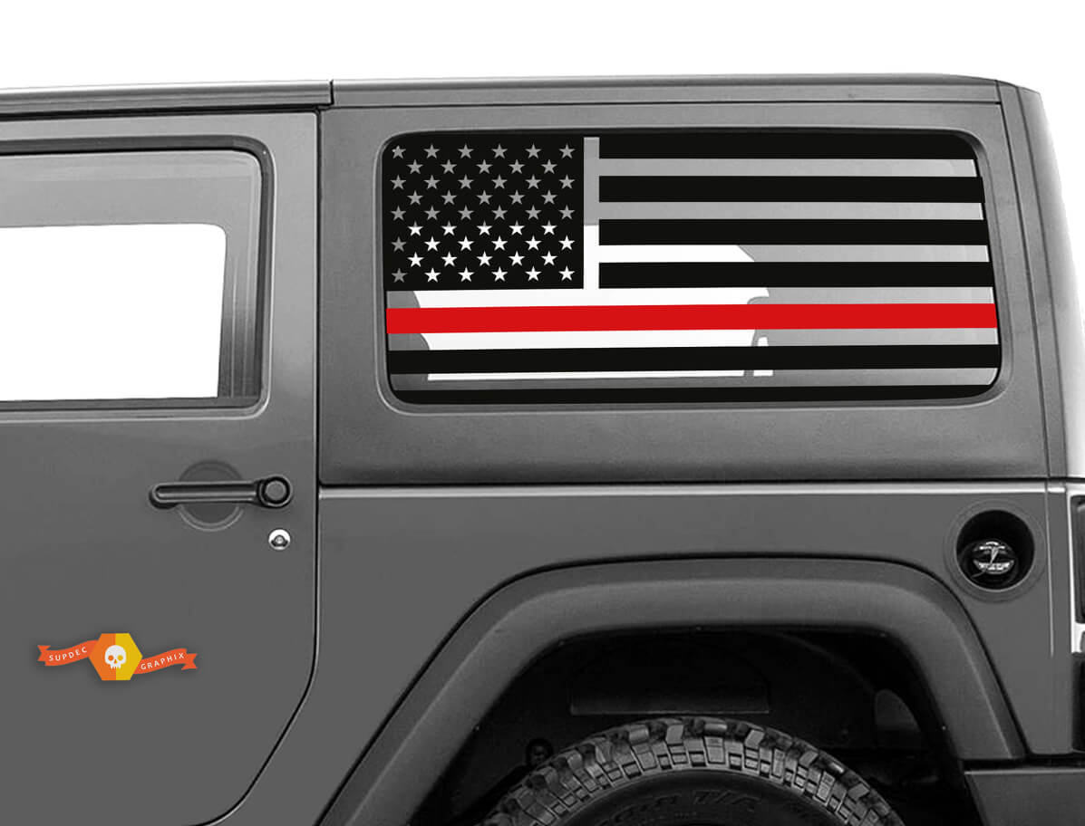 USA-vlag Rode Lijn Zijraam Vinyl Decal Set voor Jeep Wrangler JK