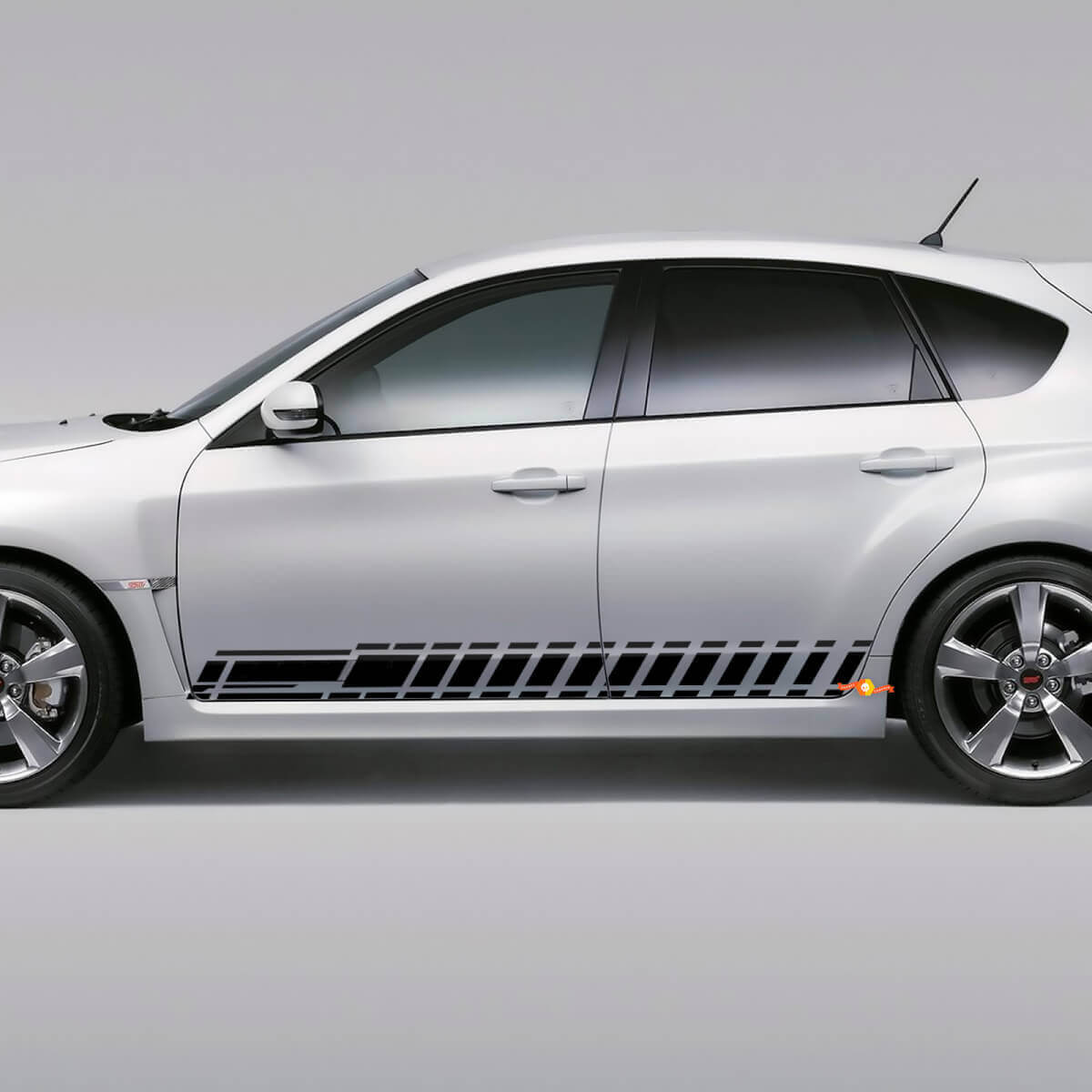 Ruitmotief Zijstrepen Vinyl Decal Kit voor Subaru Impreza Hatchback WRX STI 2007-12