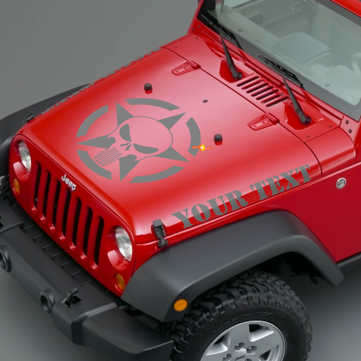 Punisher Skull Army Ster Capuchon Vinyl Decal Sticker voor Jeep Wrangler