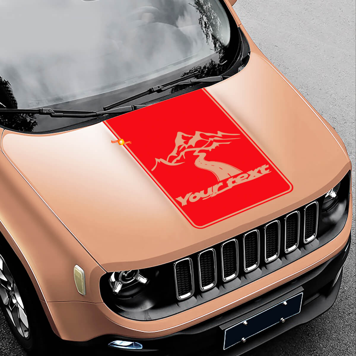 Road To Mountains Stijl Blackout Vinyl Motorkap Sticker Decal voor Jeep Renegade