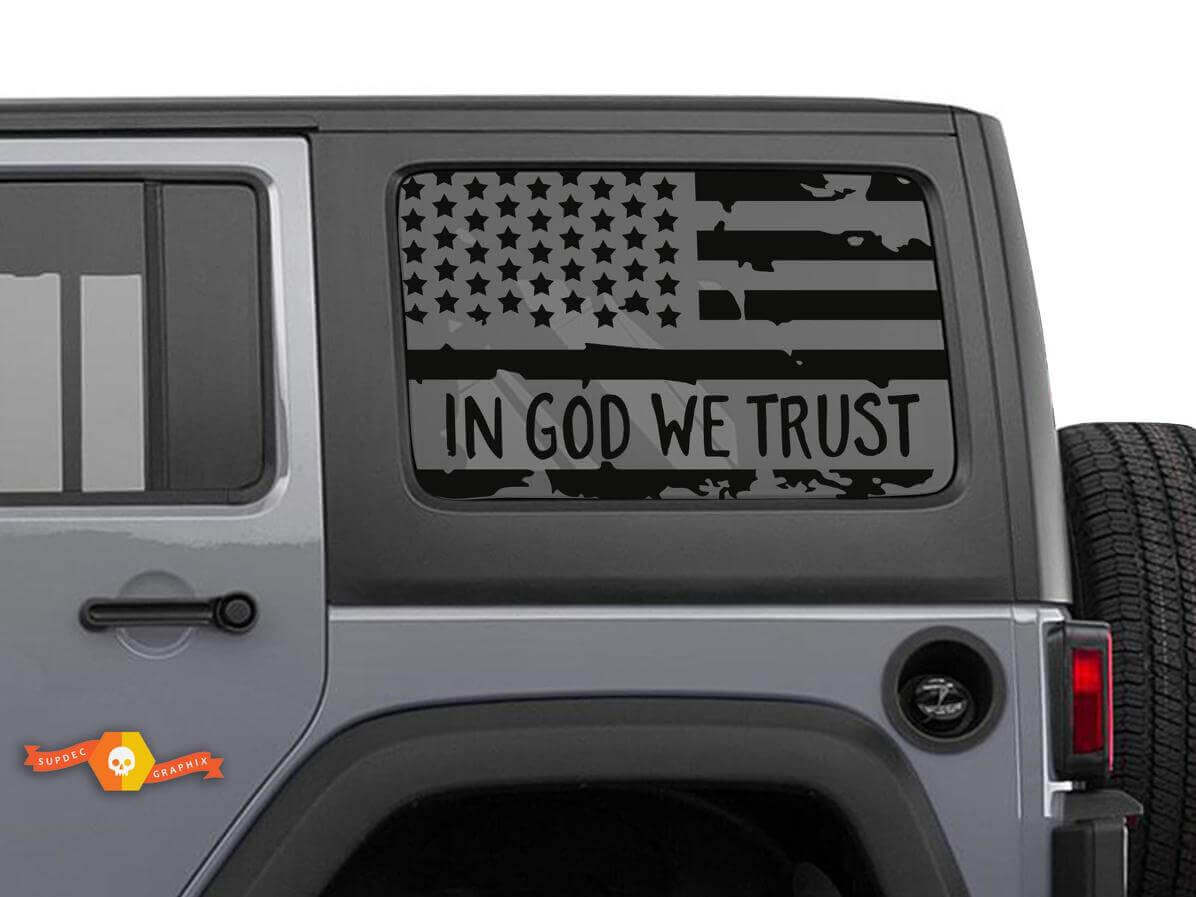 In God We Trust USA Vlag Zijraam Vinyl Decal Kit voor Jeep Wrangler