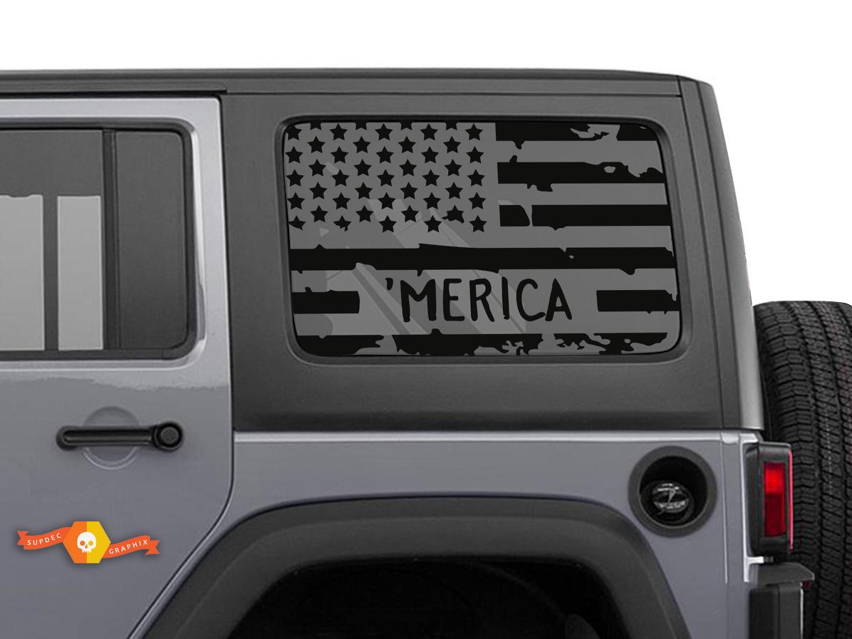 'Merica USA Vlag Zijraam Vinyl Decal Sticker voor Jeep Wrangler